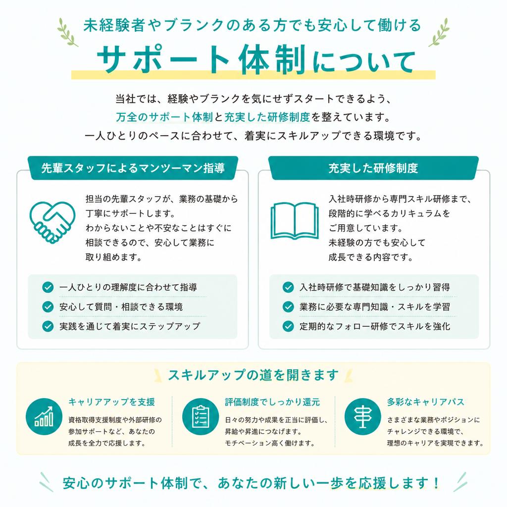 未経験歓迎！安心のサポート体制